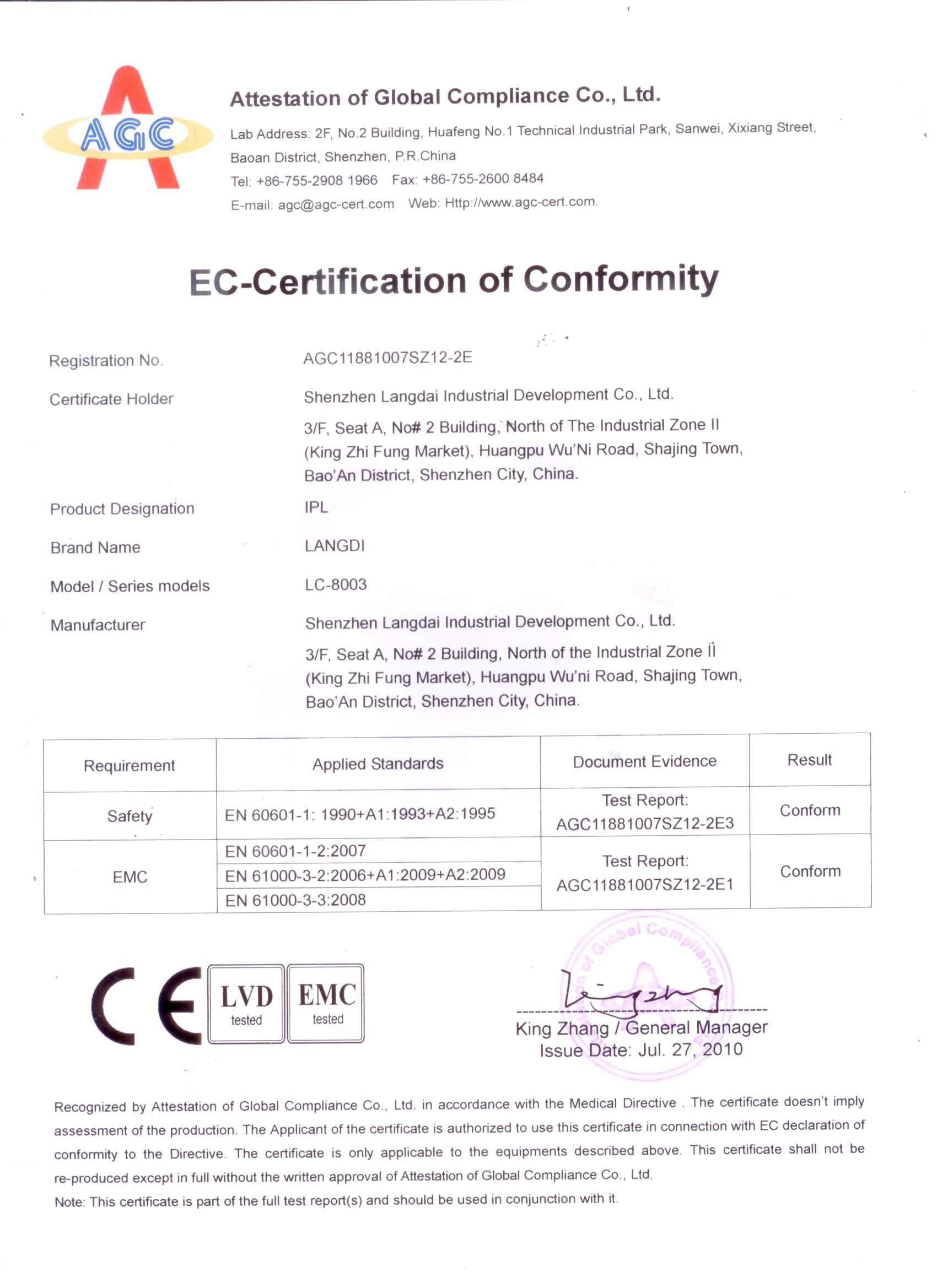 Trung Quốc Shenzhen Langdai Industrial Development Co., Ltd. Chứng chỉ